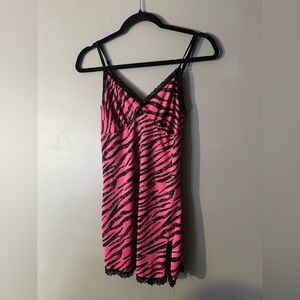 Pink and Black Zebra Print Slip Dress